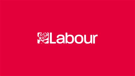 UK Labour Party logo: white 'Labour' wordmark with a stylised white rose on a solid red background.