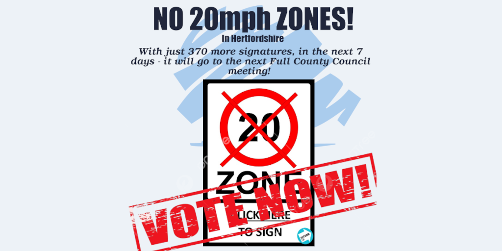 No 20 MPH Speed Limits in Hertfordshire